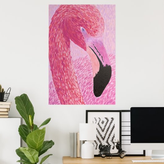 Raspberry the Flamingo - by Just Dahl Poster ポスター (ホームオフィス)