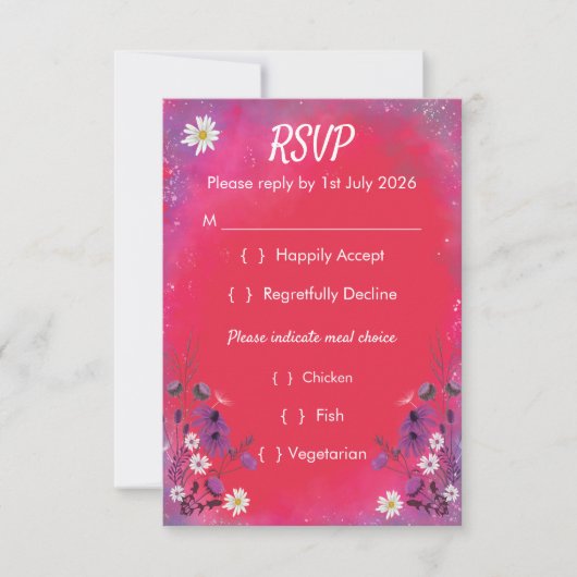 Raspberry Wildflower - RSVP card vertical (正面)
