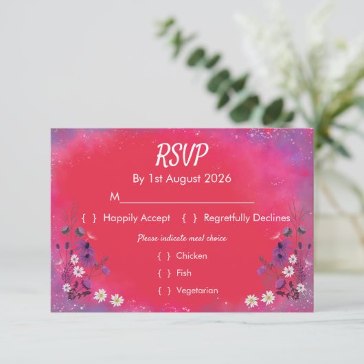 Raspberry Wildflowers - RSVP card (スタンド正面)