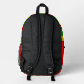 Rasta Flag Colors Striped Monogram プリントバックパック (裏面)