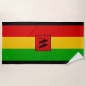 Rasta Flag Coloured Striped Monogram Reggae ビーチタオル (正面)