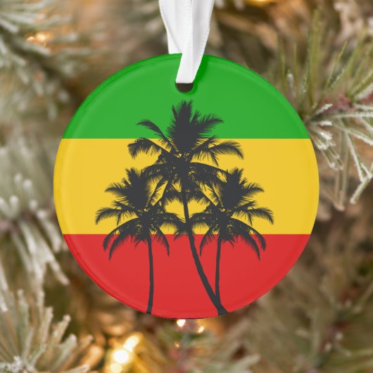 Rasta Flag Tropical Palm Trees Christmas オーナメント (ツリー)