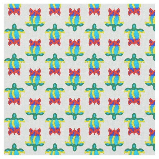 Rasta Island Colors Tribal Turtle Floral ファブリック (クローズアップ)