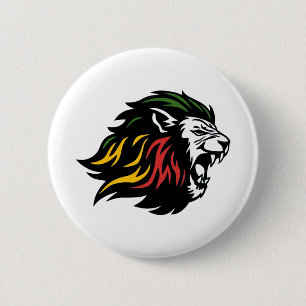 RASTA Lion of Judah 赤 金 緑 缶バッジ