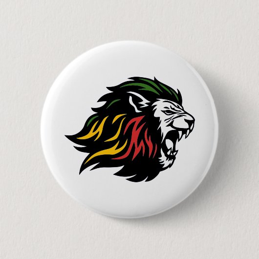 RASTA Lion of Judah | 赤 金 緑 缶バッジ (正面)