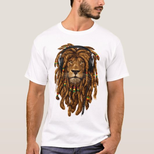 Rasta Lion Vibes – Music King Edition T-Shirt Tシャツ (正面)