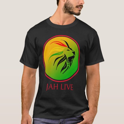 Rasta Live Up jah Live Lion Tシャツ (正面)