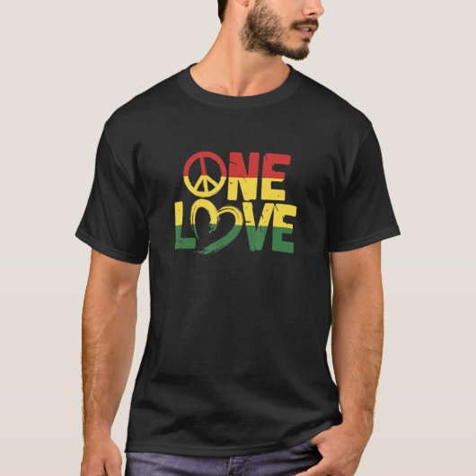 Rasta One Love Rastafari Reggae Rastafarian Tシャツ (正面)