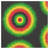 Rasta Red Yellow Green Tie Dye Circles Pattern ファブリック (クローズアップ)