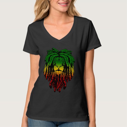 Rasta Reggae Lion Of Judah Jamaican Roots Rastafar Tシャツ (正面)