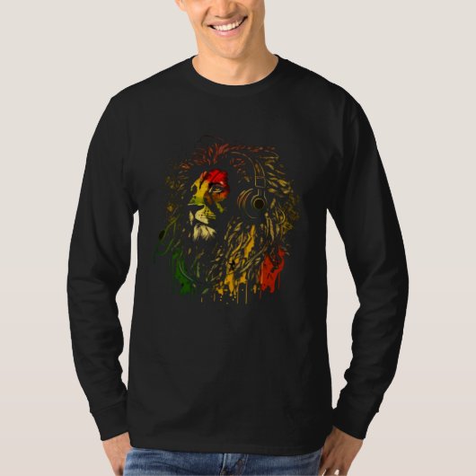 Rasta Reggae Lion Of Judah Rastafarian Pride Regga Tシャツ (正面)
