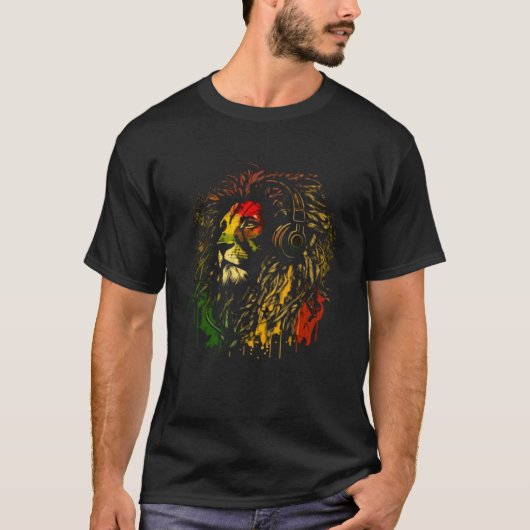 Rasta Reggae Lion Of Judah Rastafarian Pride Regga Tシャツ (正面)