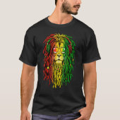 Rasta Reggae Lion Sunglass Art For Rastafarian Tシャツ (正面)