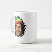 Rasta Roots & Reggae Rhythms - Iconic Bob Marley コーヒーマグカップ (正面左)
