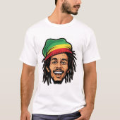 Rasta Roots & Reggae Rhythms - Iconic Bob Marley Tシャツ (正面)