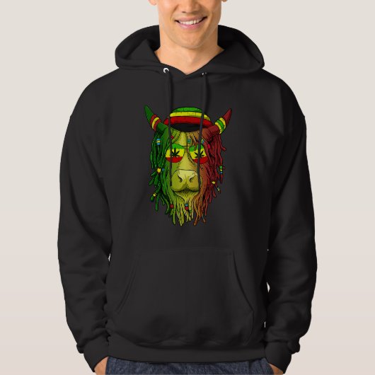 Rasta Scottish Highland Cow  Scottish Stoner Cow パーカ (正面)