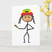 Rasta Stickwoman カード (黄色い花)