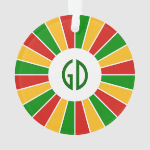 RASTAFARIの旗ボタン光線 + あなたの印かモノグラム オーナメント