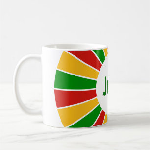 RASTAFARIの旗ボタン光線 + あなたの印かモノグラム コーヒーマグカップ