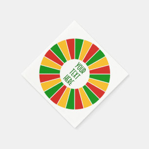 RASTAFARIの旗ボタン光線 + あなたの印かモノグラム スタンダードカクテルナプキン