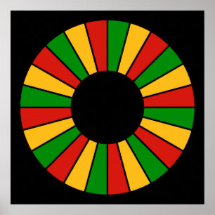 RASTAFARIの旗ボタン光線 + あなたの印かモノグラム ポスター