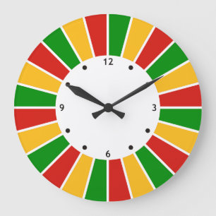 RASTAFARIの旗ボタン光線 + あなたの印かモノグラム ラージ壁時計
