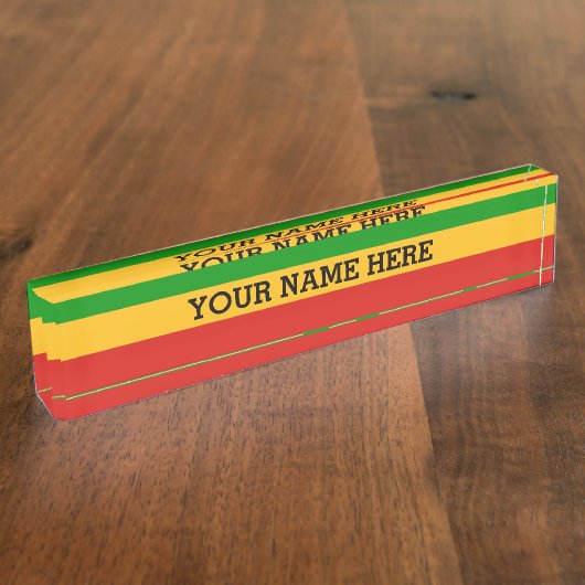 RASTAFARIの旗色 + あなたの文字 デスクネームプレート (側面)