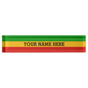 RASTAFARIの旗色 + あなたの文字 デスクネームプレート