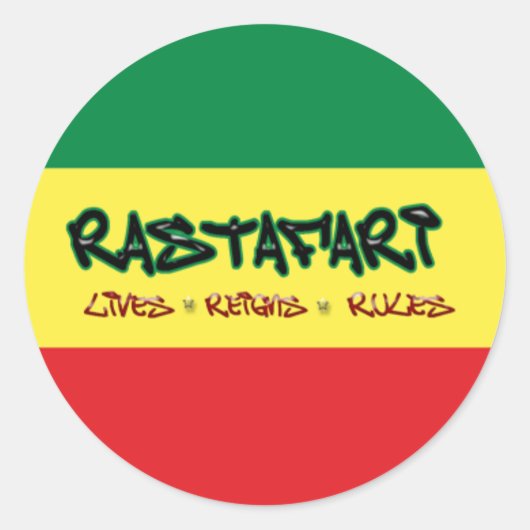 Rastafariはルールのステッカーを支配している ラウンドシール (正面)