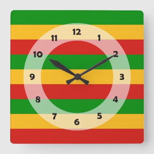 RASTAFARIフラグの色+あなたのアイディア スクエア壁時計 (正面)