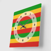 RASTAFARIフラグの色+あなたのアイディア スクエア壁時計 (傾斜)