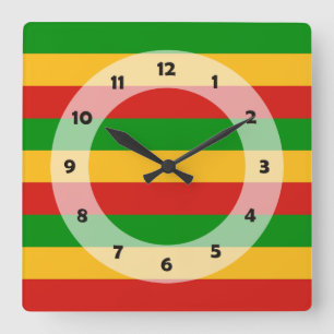 RASTAFARIフラグの色+あなたのアイディア スクエア壁時計