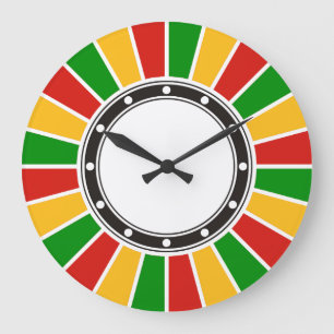 RASTAFARIフラッグボタンレイ+サインまたはモノグラム ラージ壁時計
