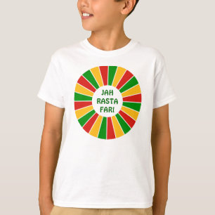RASTAFARIフラッグボタンレイ+サインまたは文字 Tシャツ