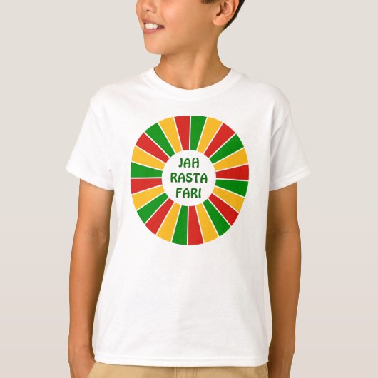 RASTAFARIフラッグボタンレイ+サインまたは文字 Tシャツ (正面)