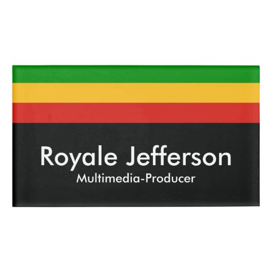 RASTAFARI FLAG COLORS +お名前とアイディア 名札 (正面)