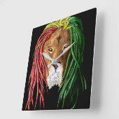 Rastafari Lion スクエア壁時計 (傾斜)