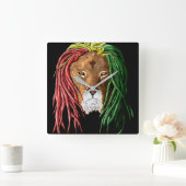 Rastafari Lion スクエア壁時計 (ホーム)