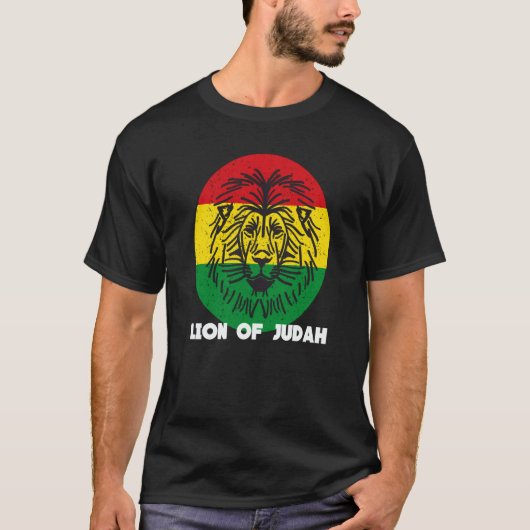 Rastafari Lion Head Jamaica Souvenir Rasta Roots R Tシャツ (正面)