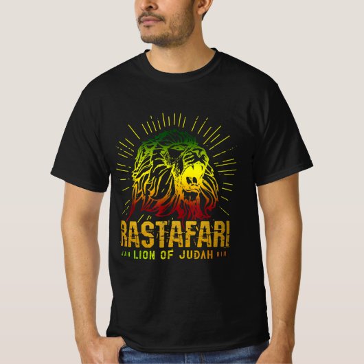 Rastafari Lion Of Judah - Jah Himレゲエミュージック Tシャツ (正面)