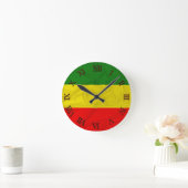Rastafarianのしわを寄せられた旗 ラウンド壁時計 (ホーム)