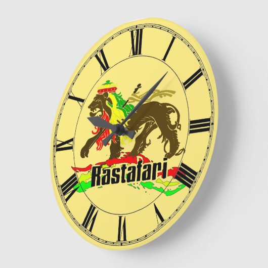 rastafarianレゲエジャマイカの旗はライオンのzionを着色します ラージ壁時計