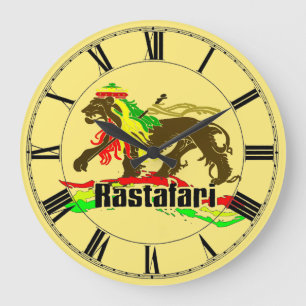 rastafarianレゲエジャマイカの旗はライオンのzionを着色します ラージ壁時計