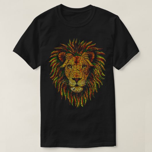Rastafarian Red Yellow Green Rasta Apparel Lion of Tシャツ (デザイン正面)