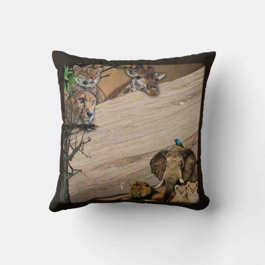 Rastafarian-wildlifeライオンのユーモアデザイン – 野生生物 クッション (裏面)