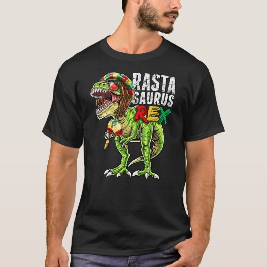 Rastasaurus Rex Rastafarian T Rex Dinosaur Reggae  Tシャツ (正面)