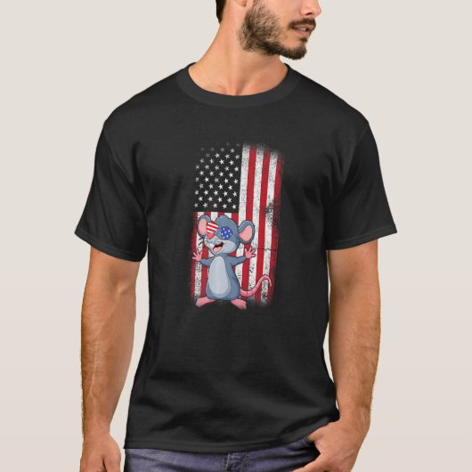 Rat American Flag Boys Girls Men Women第四位のJ Tシャツ (正面)