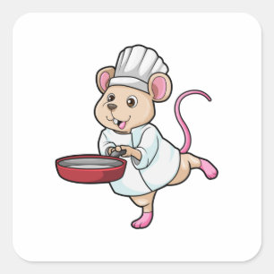 Rat as調理師とパン&料理帽子 スクエアシール