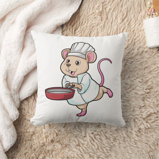 Rat as Cook with Pan & Cooking hat クッション (ブランケット)
