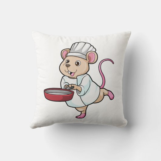 Rat as Cook with Pan & Cooking hat クッション (裏面)